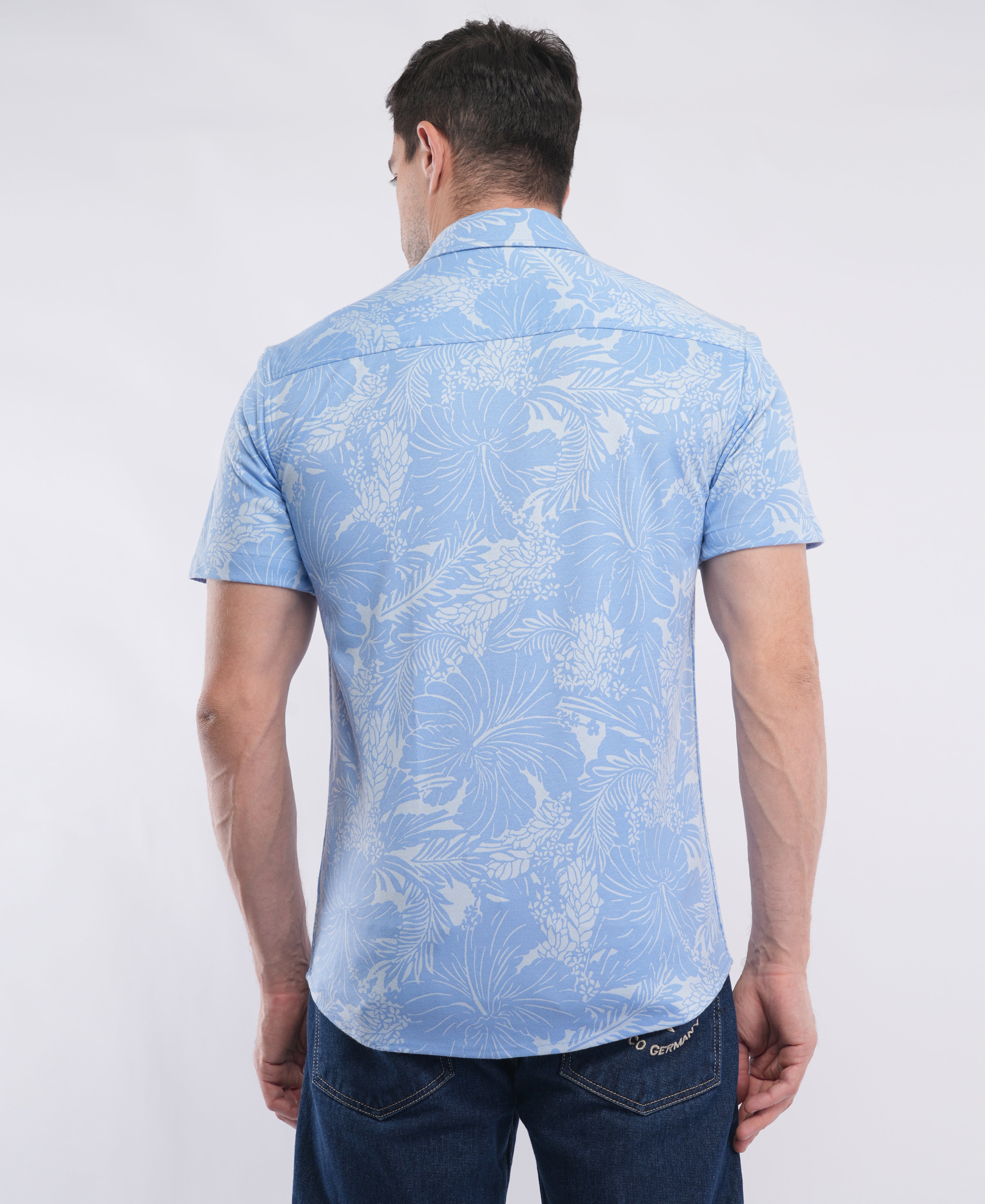 Light Blue Half Sleeve Printed Shirt