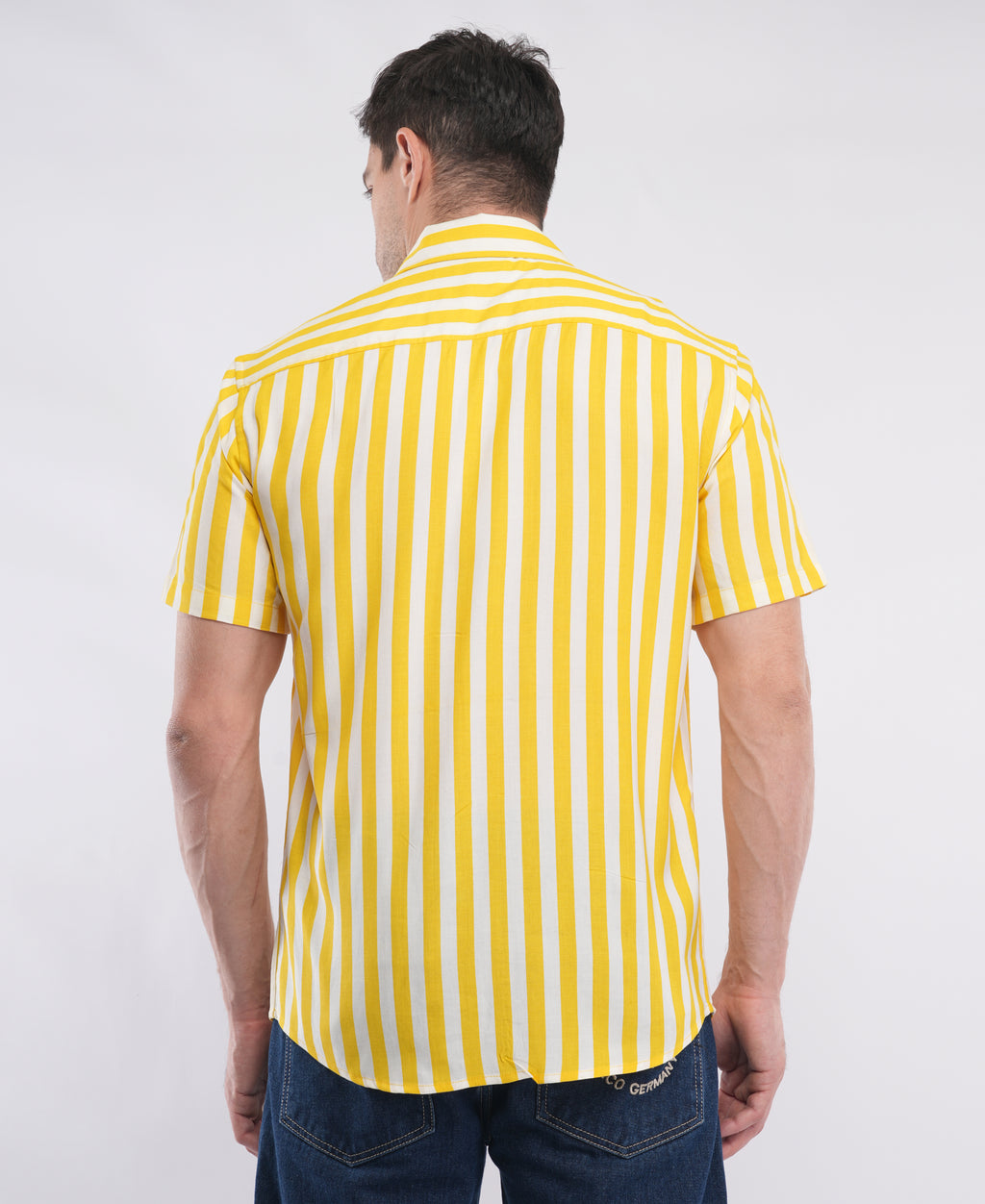 Yellow Half Sleeve stripe Shirt