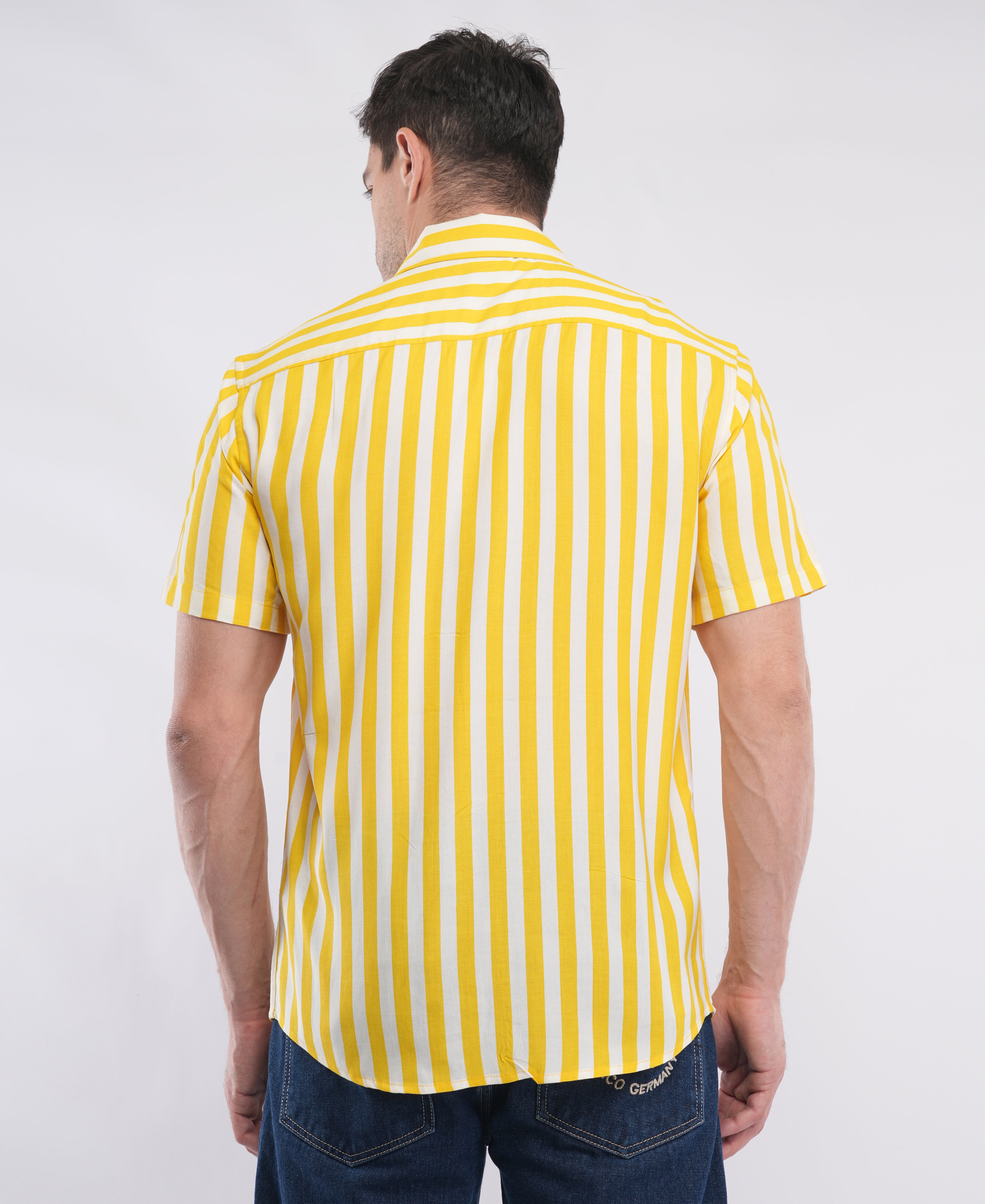 Yellow Half Sleeve stripe Shirt