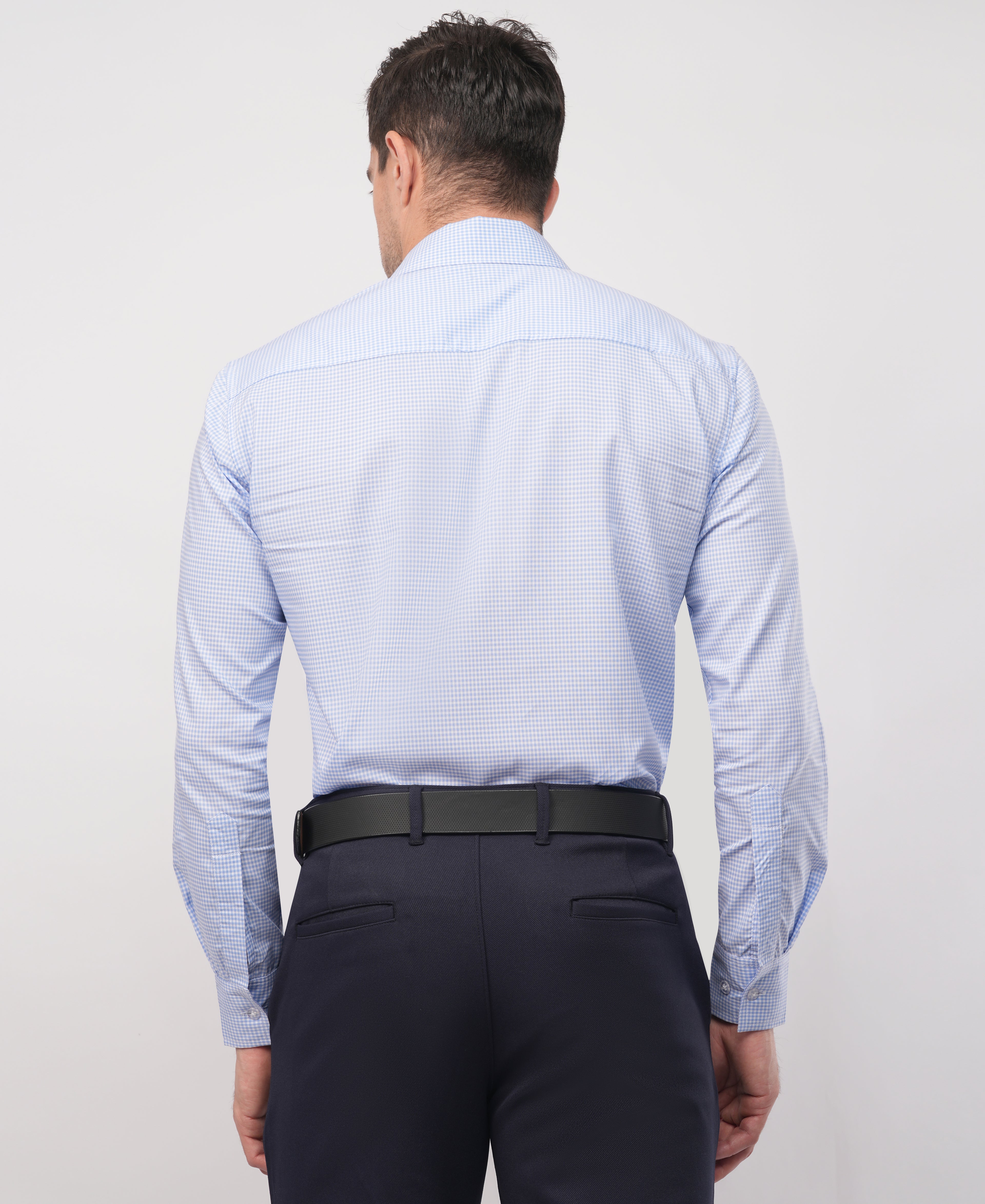 Light Blue Mini Check Formal Shirt