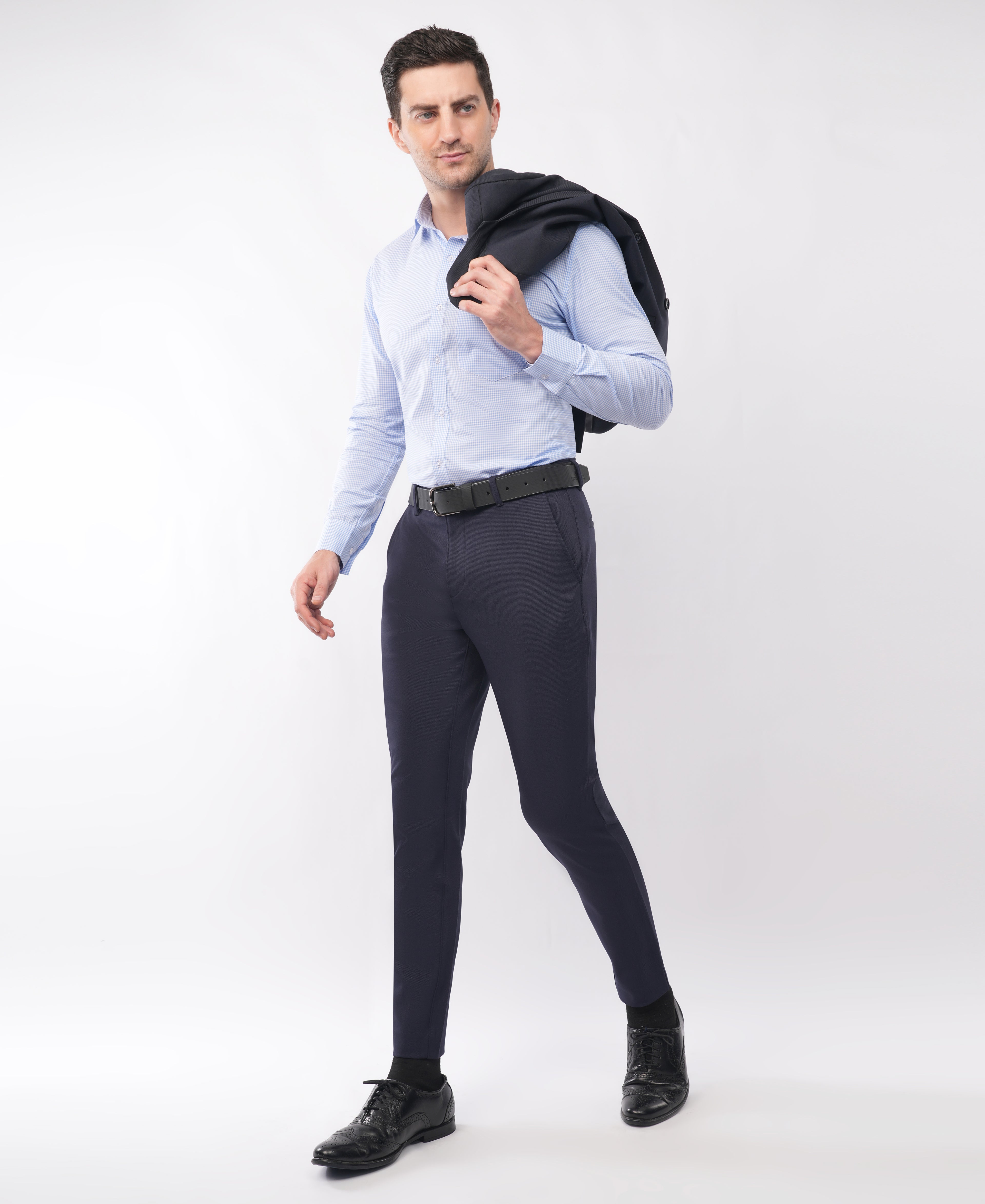 Light Blue Mini Check Formal Shirt