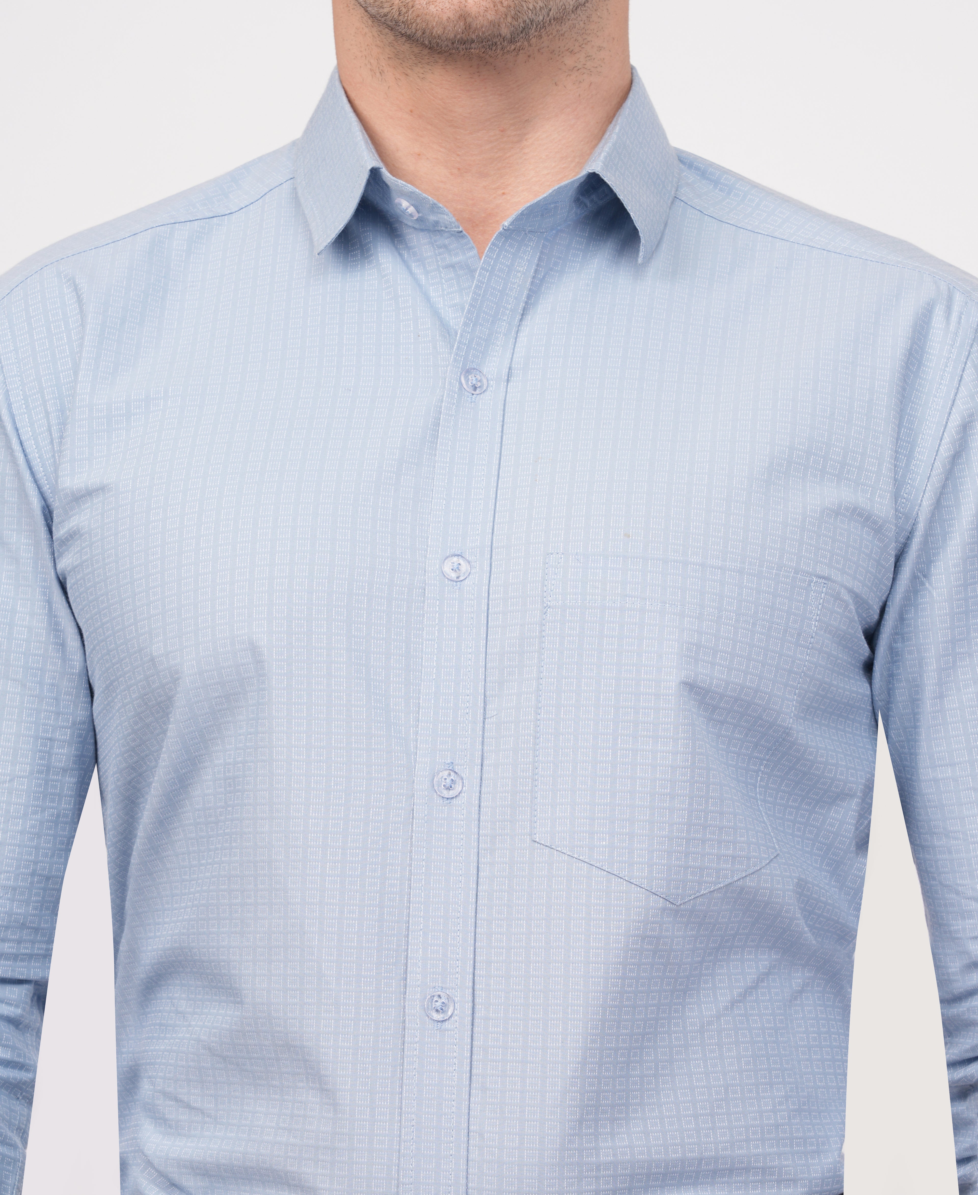 Light Blue Textured Formal Shirt