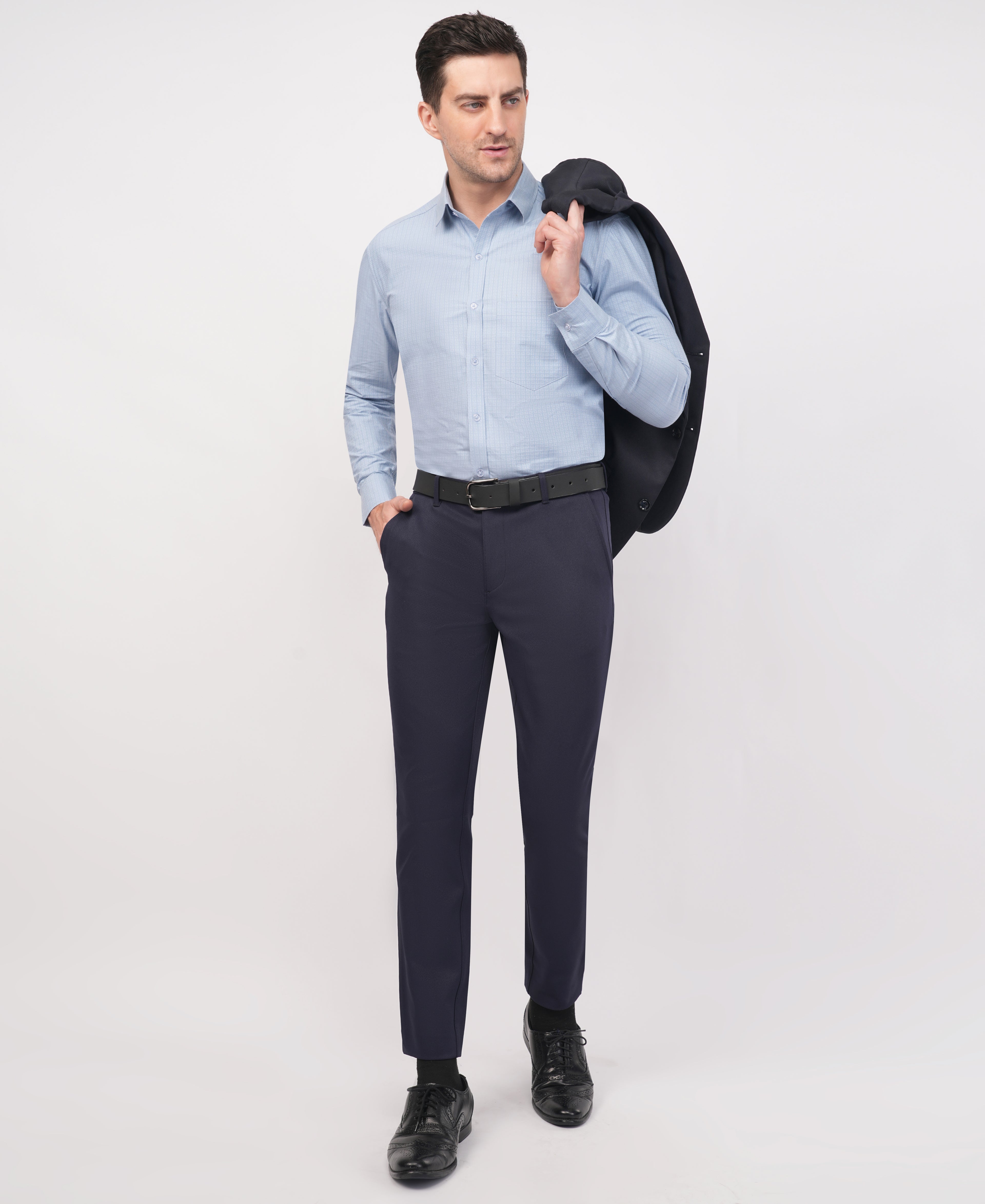 Light Blue Textured Formal Shirt