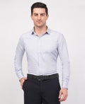White Dobby Printed Formal Shirt