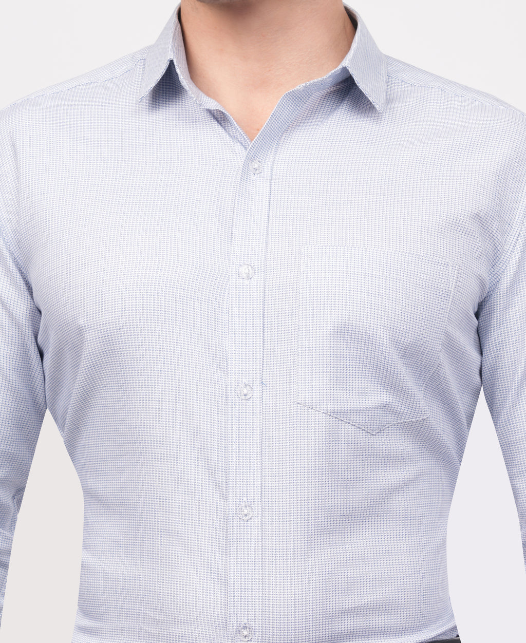 White Dobby Printed Formal Shirt