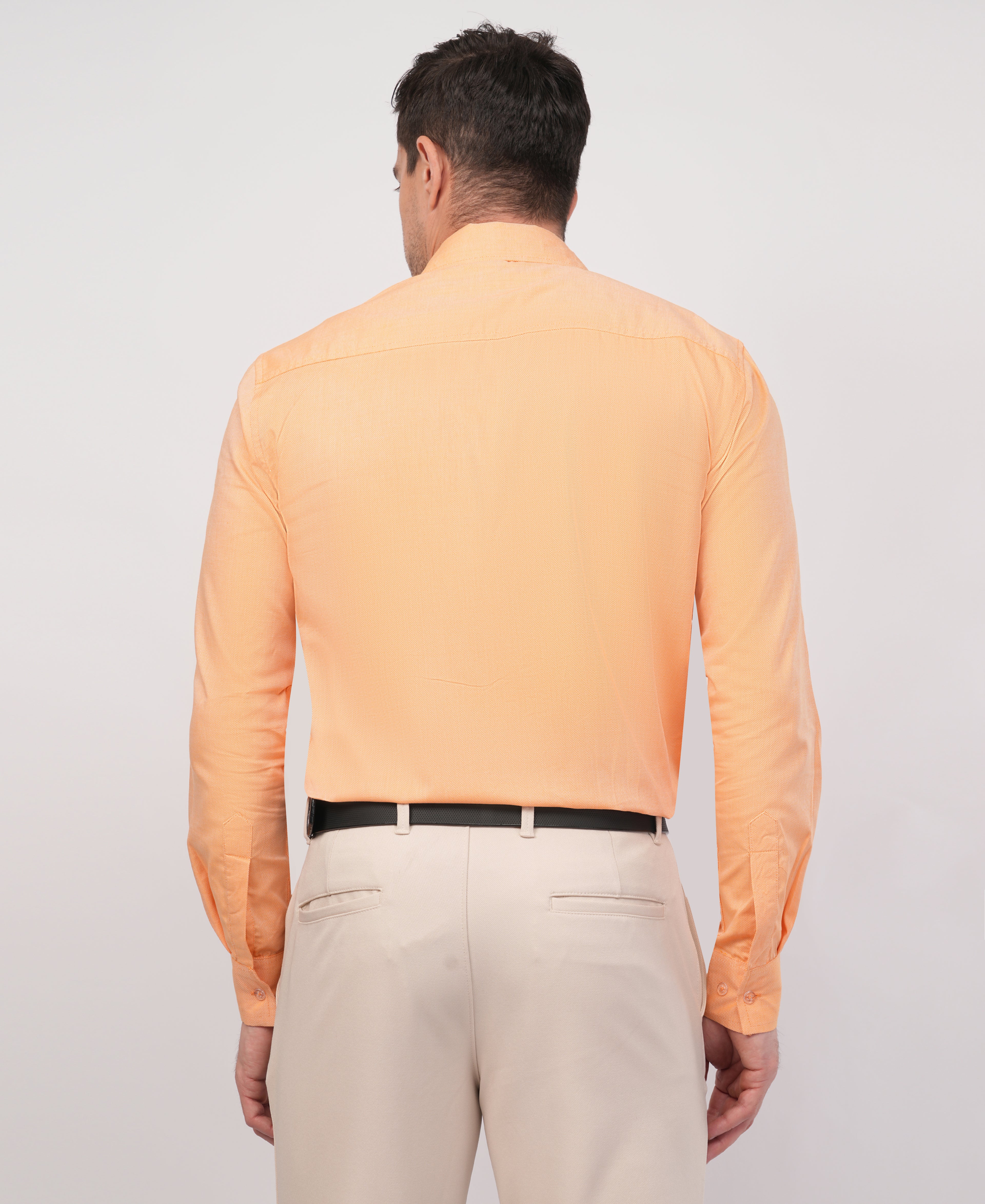 Peach Oxford Solid Formal Shirt