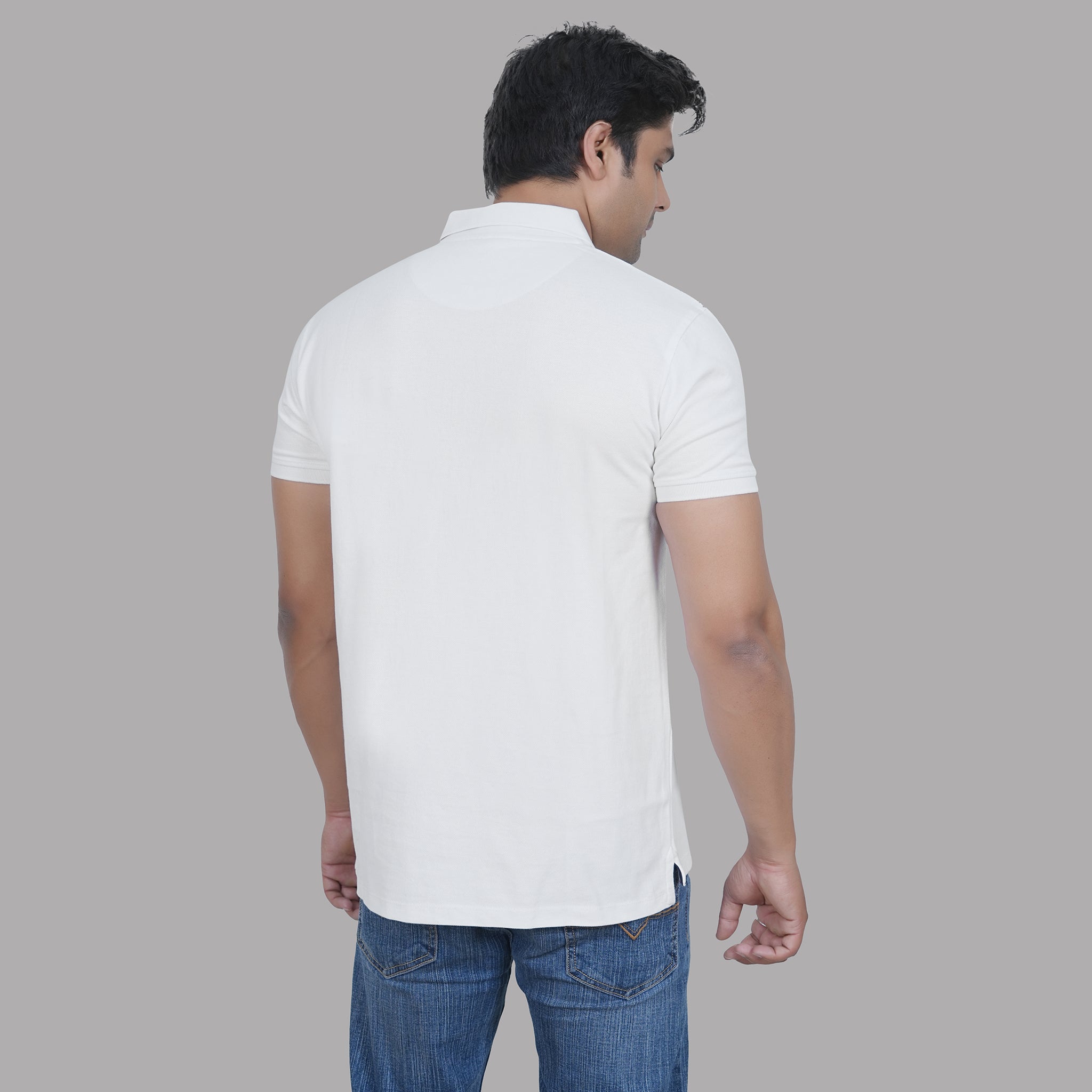 White Polo T-shirt with Tricolor Placket - Raciouse