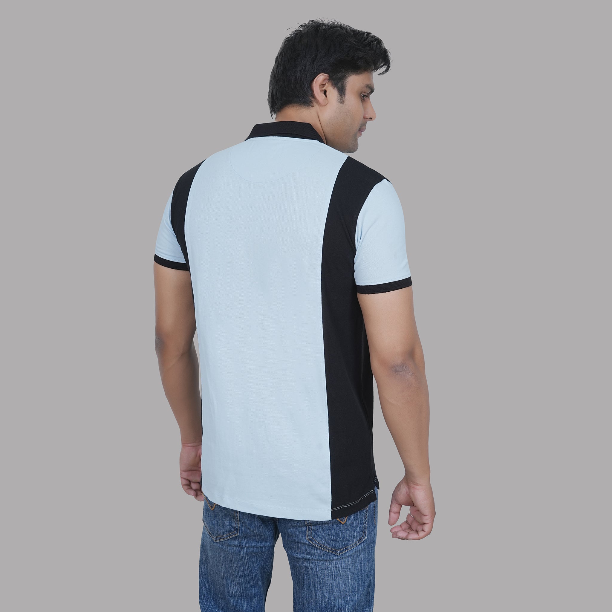 Dual Tone Zip Polo T-shirt