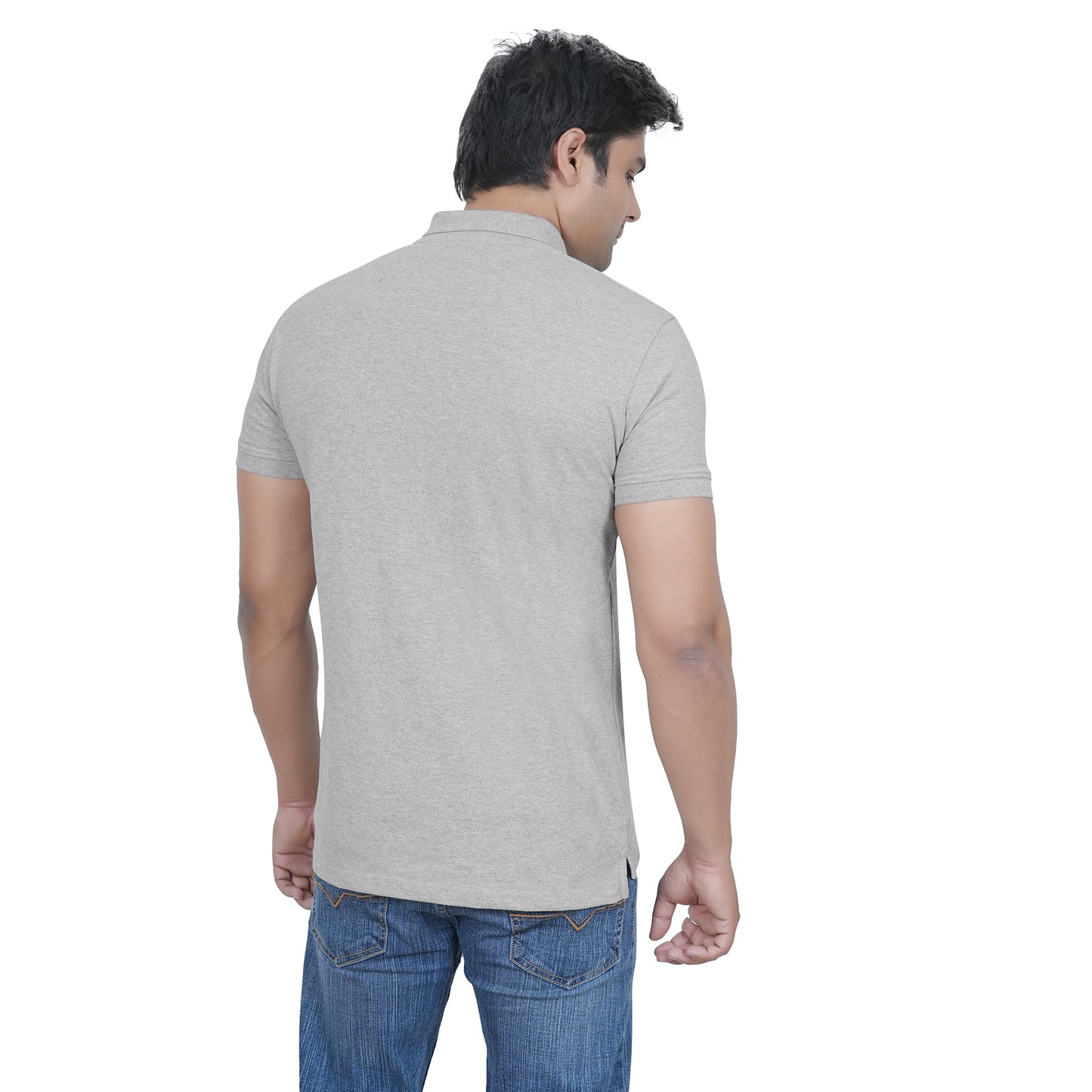 Grey Polo T-shirt with Tricolour Placket - Raciouse Edition