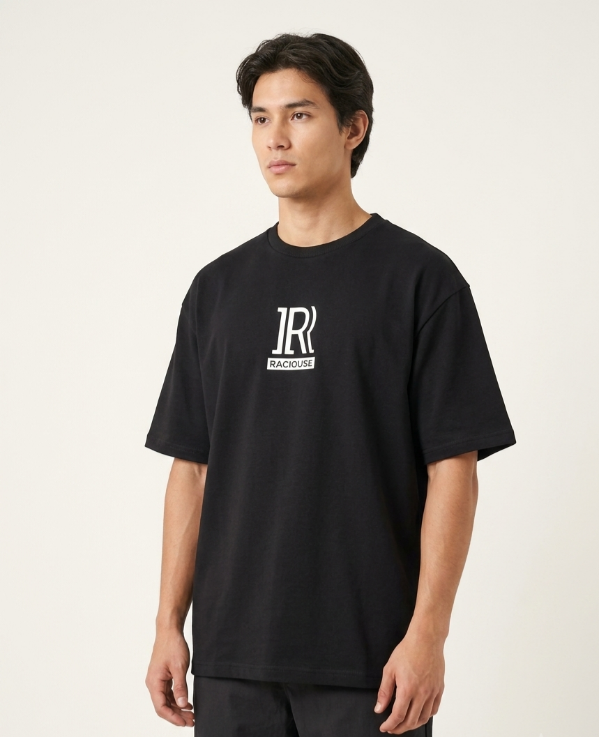 Raciouse's black oversize printed tshirt
