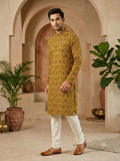 Men's Printed Cotton Kurta Pyjama Set