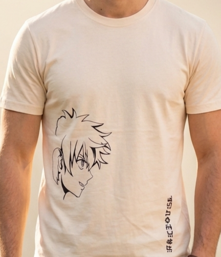 Cream Monochromatic Anime Tee