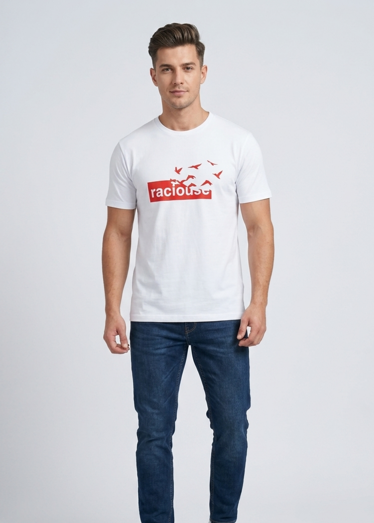 Raciouse's Printed White Tshirt