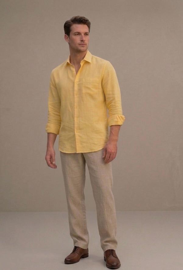 Raciouse Yellow Linen Shirt