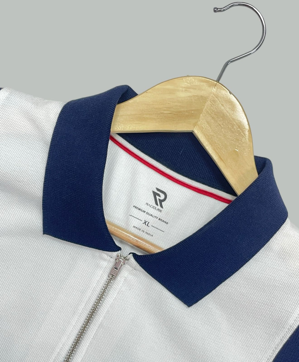 Dual-Tone Zip Polo T-shirt