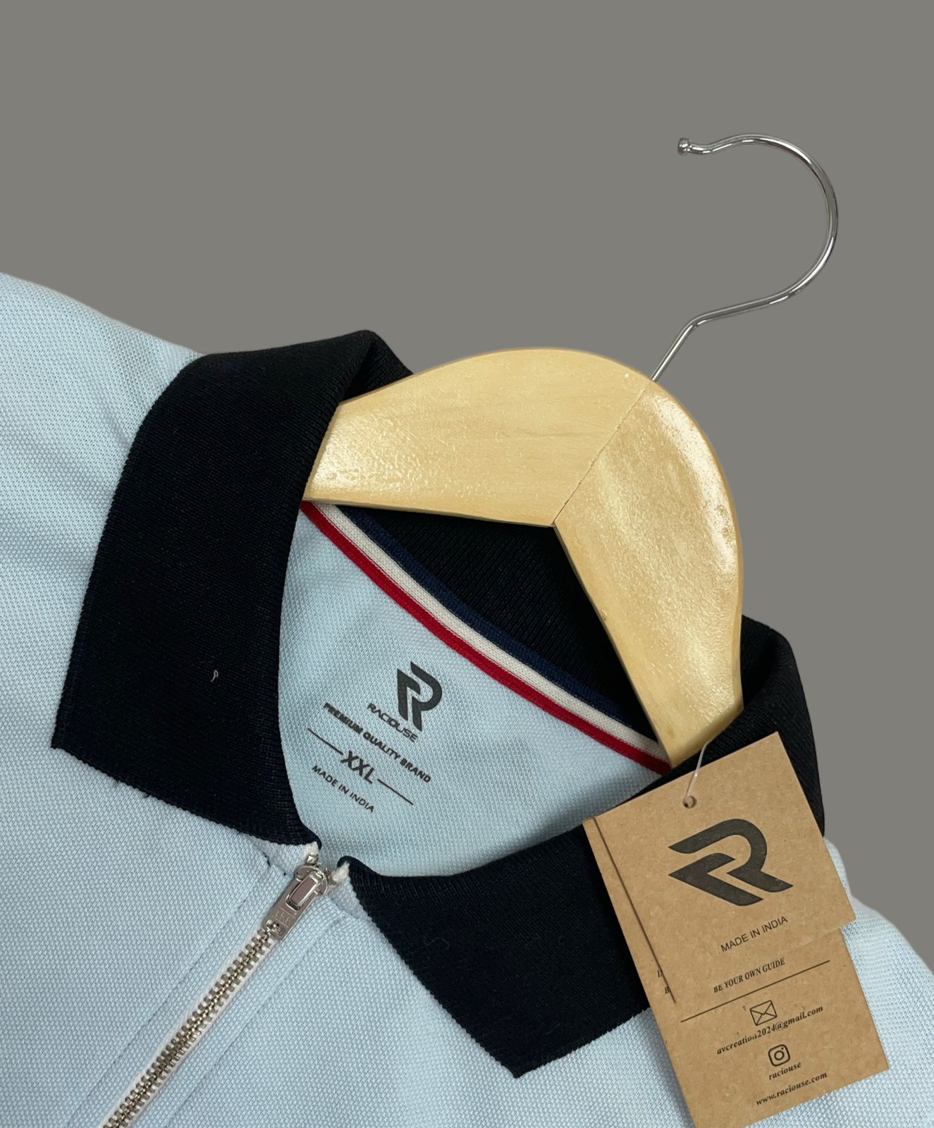 Dual Tone Zip Polo T-shirt