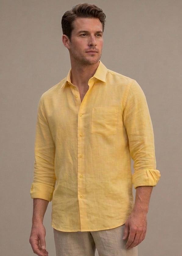 Raciouse Yellow Linen Shirt