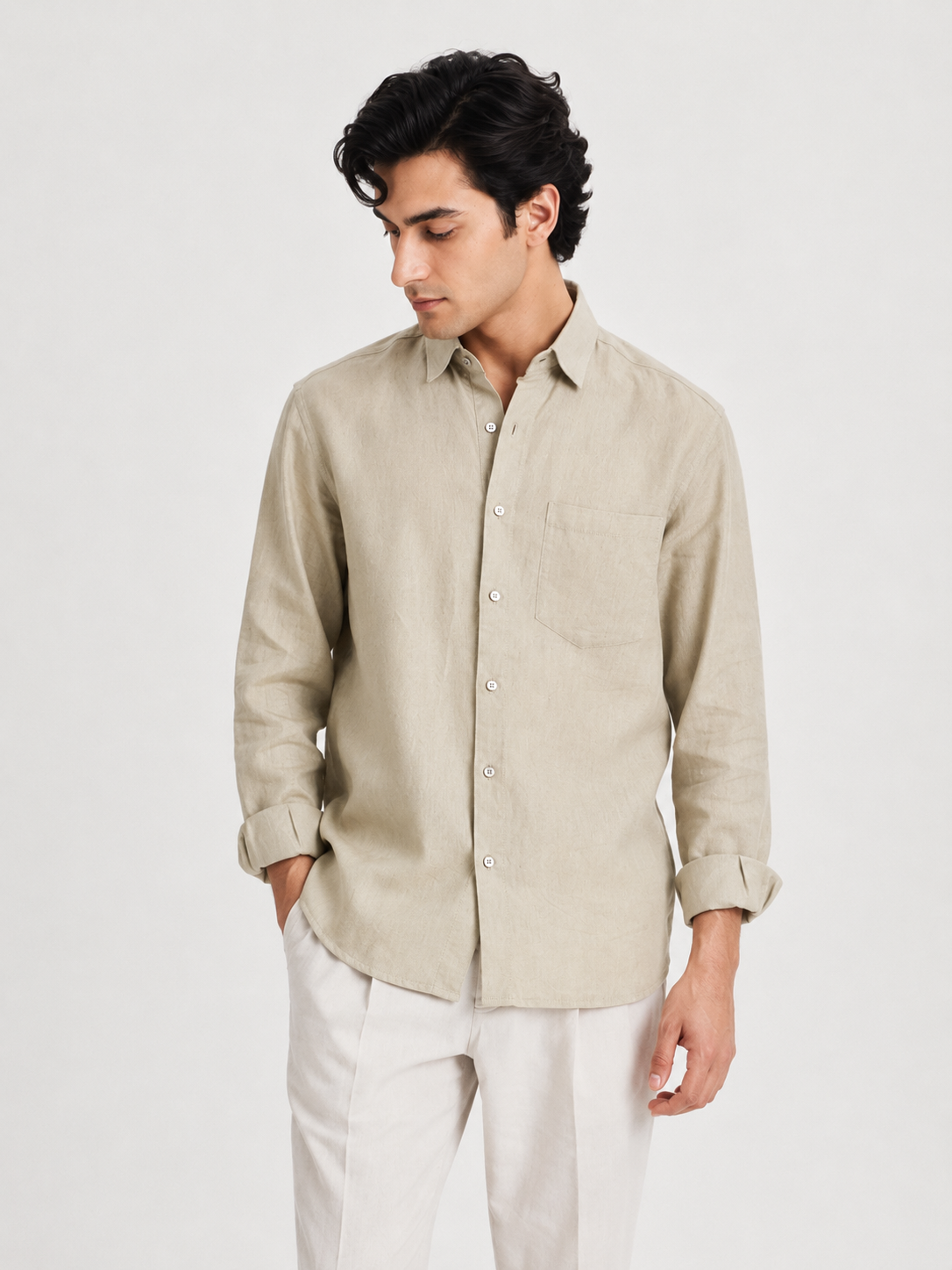 Raciouse Beige Linen Shirt