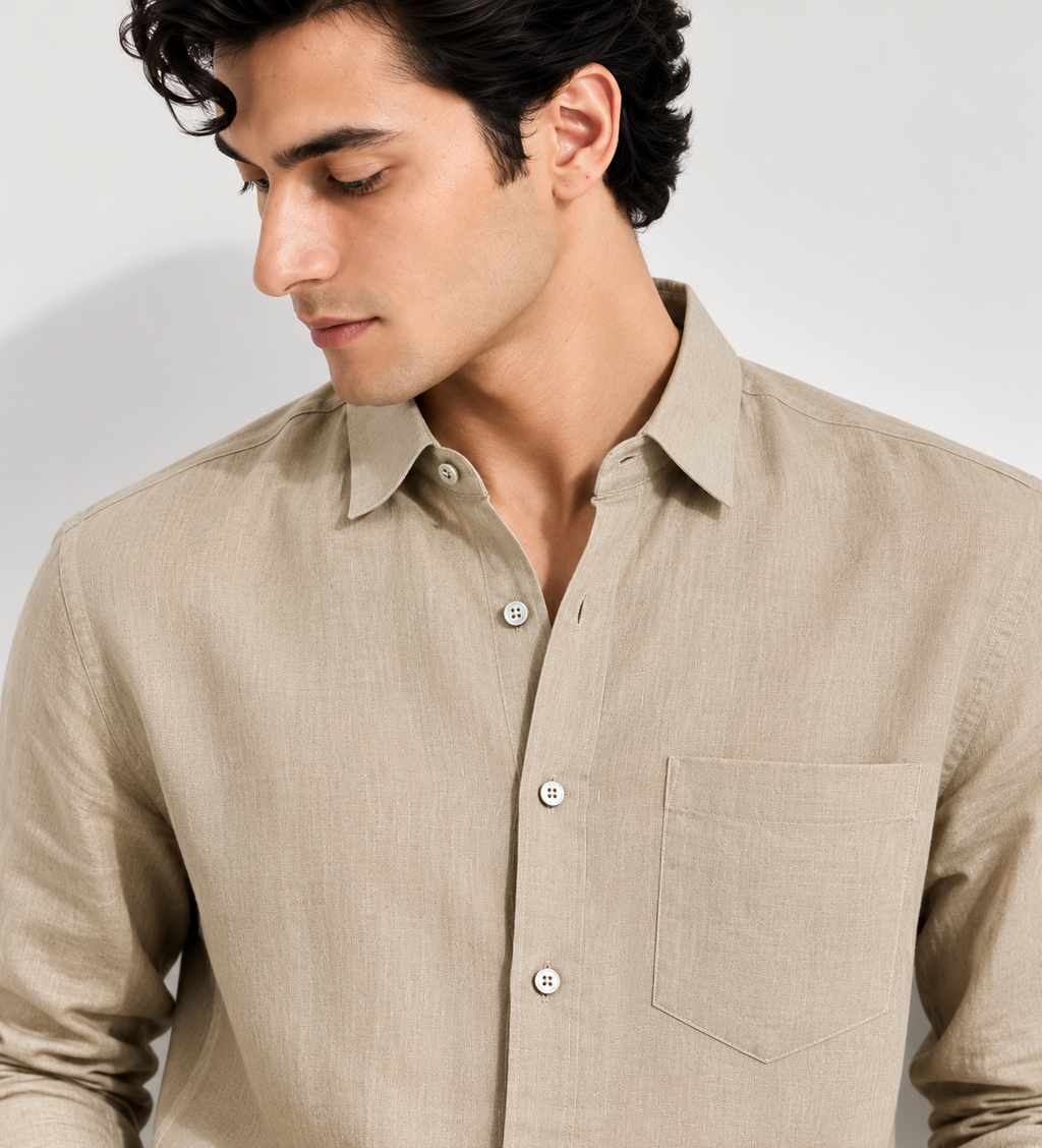 Raciouse Beige Linen Shirt