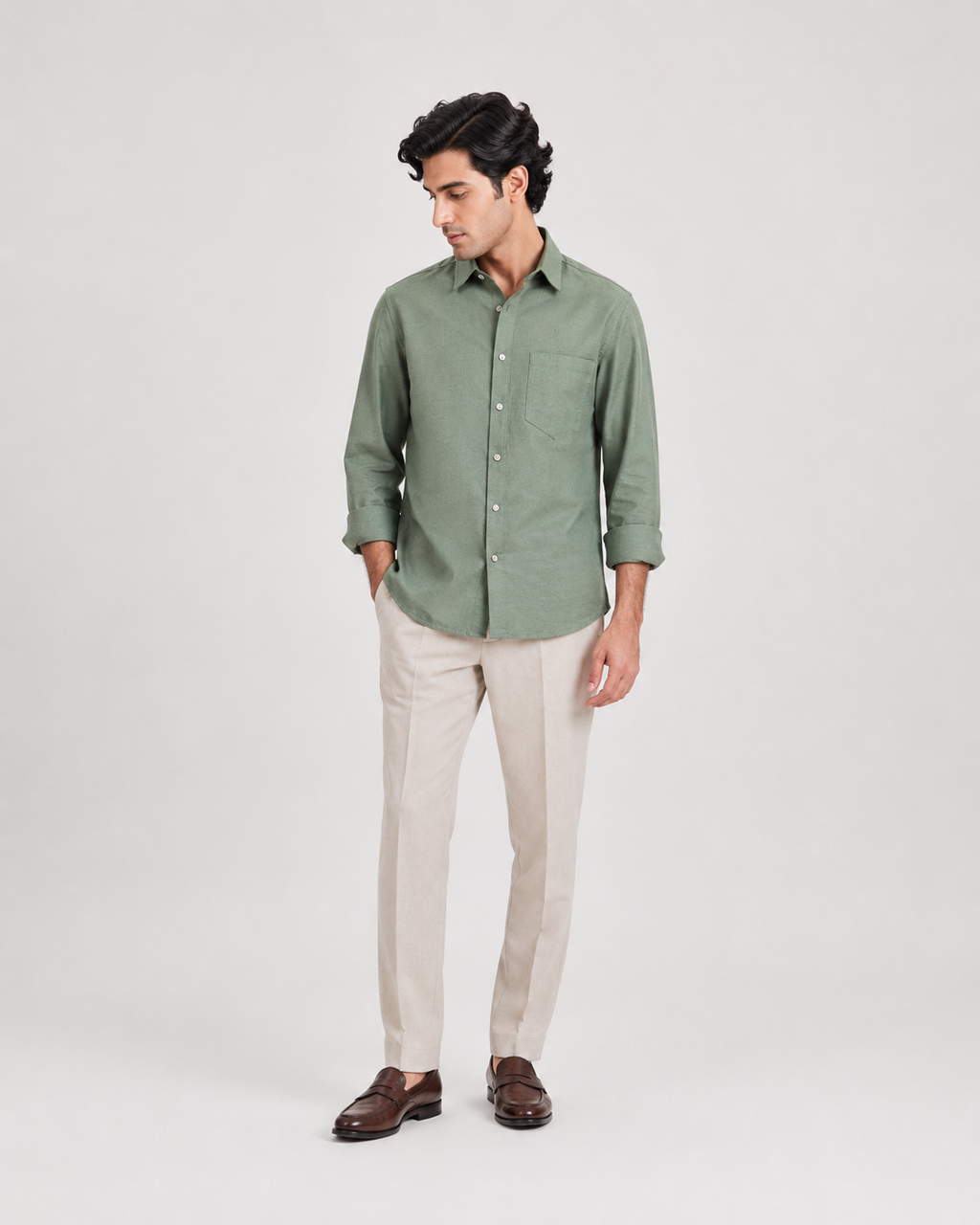 Raciouse Green Linen Shirt
