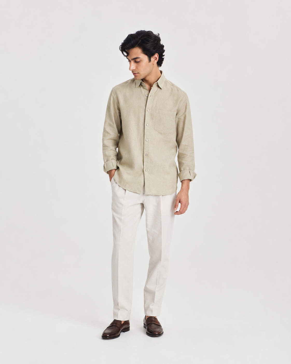 Raciouse Beige Linen Shirt