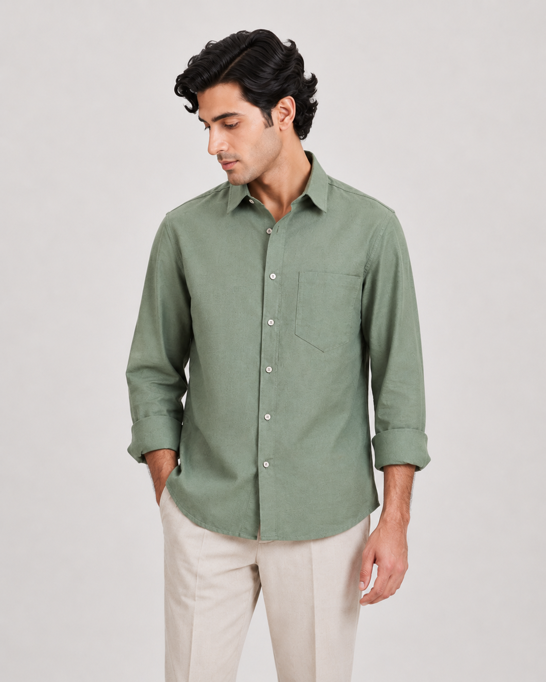 Raciouse Green Linen Shirt