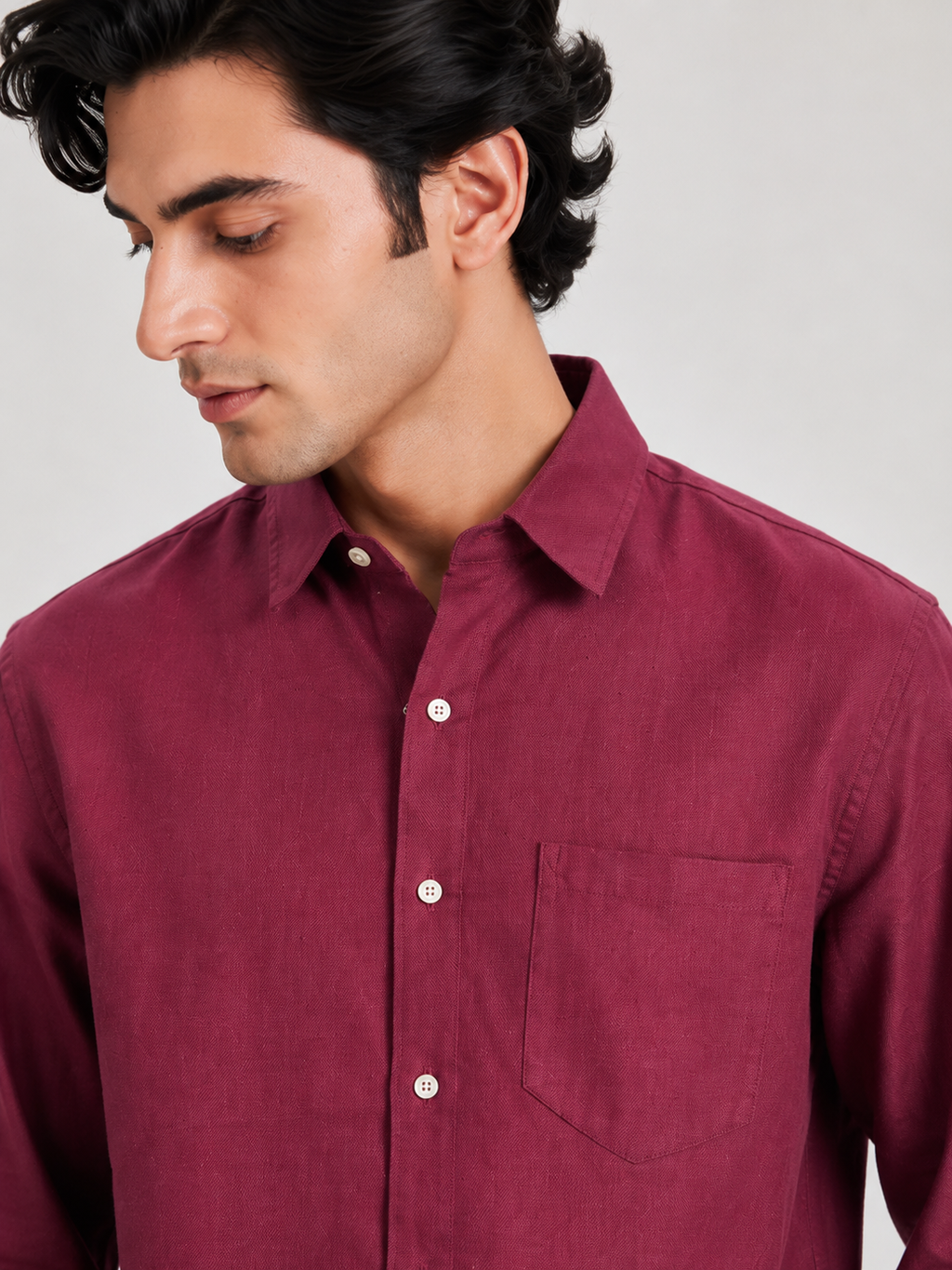 Raciouse Maroon Linen Shirt