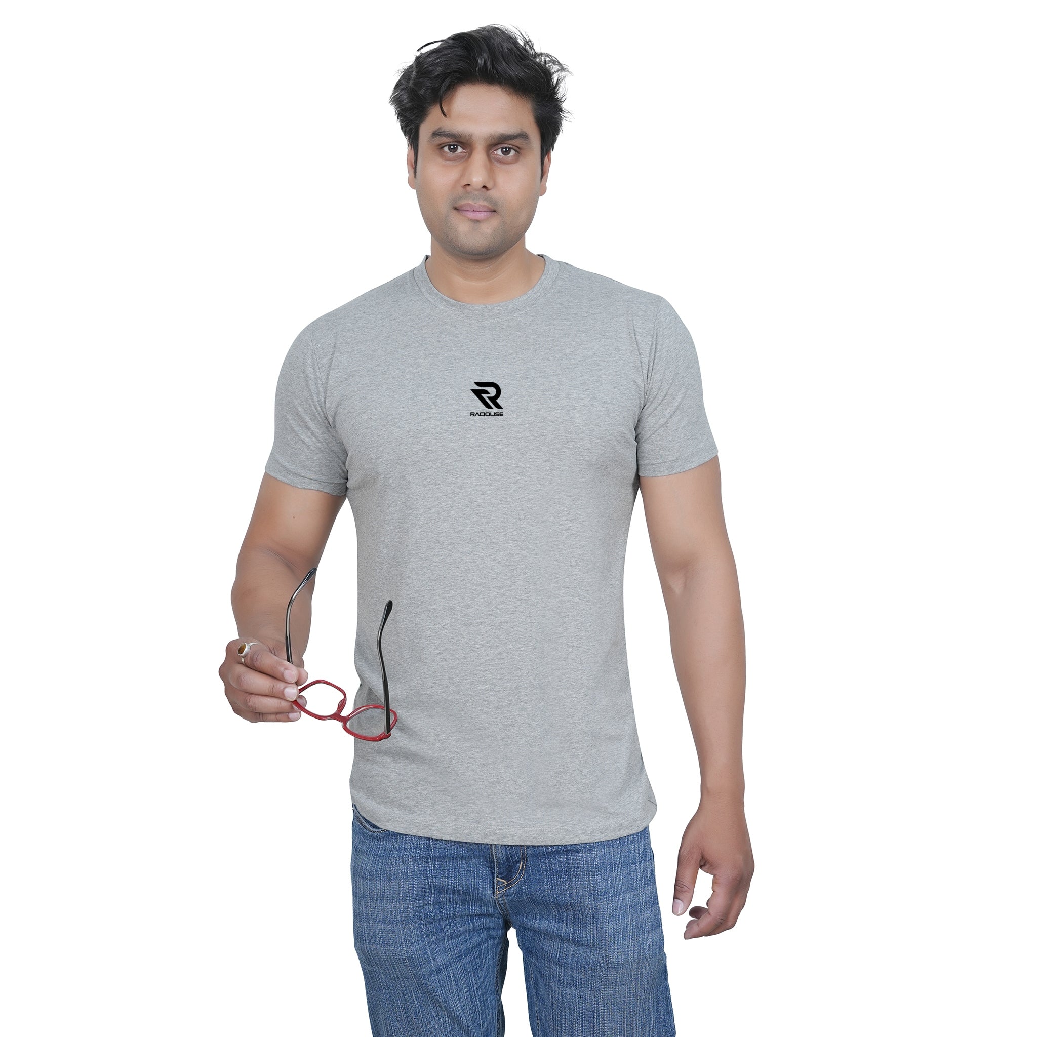 Classic Fit Grey Round Neck Tee