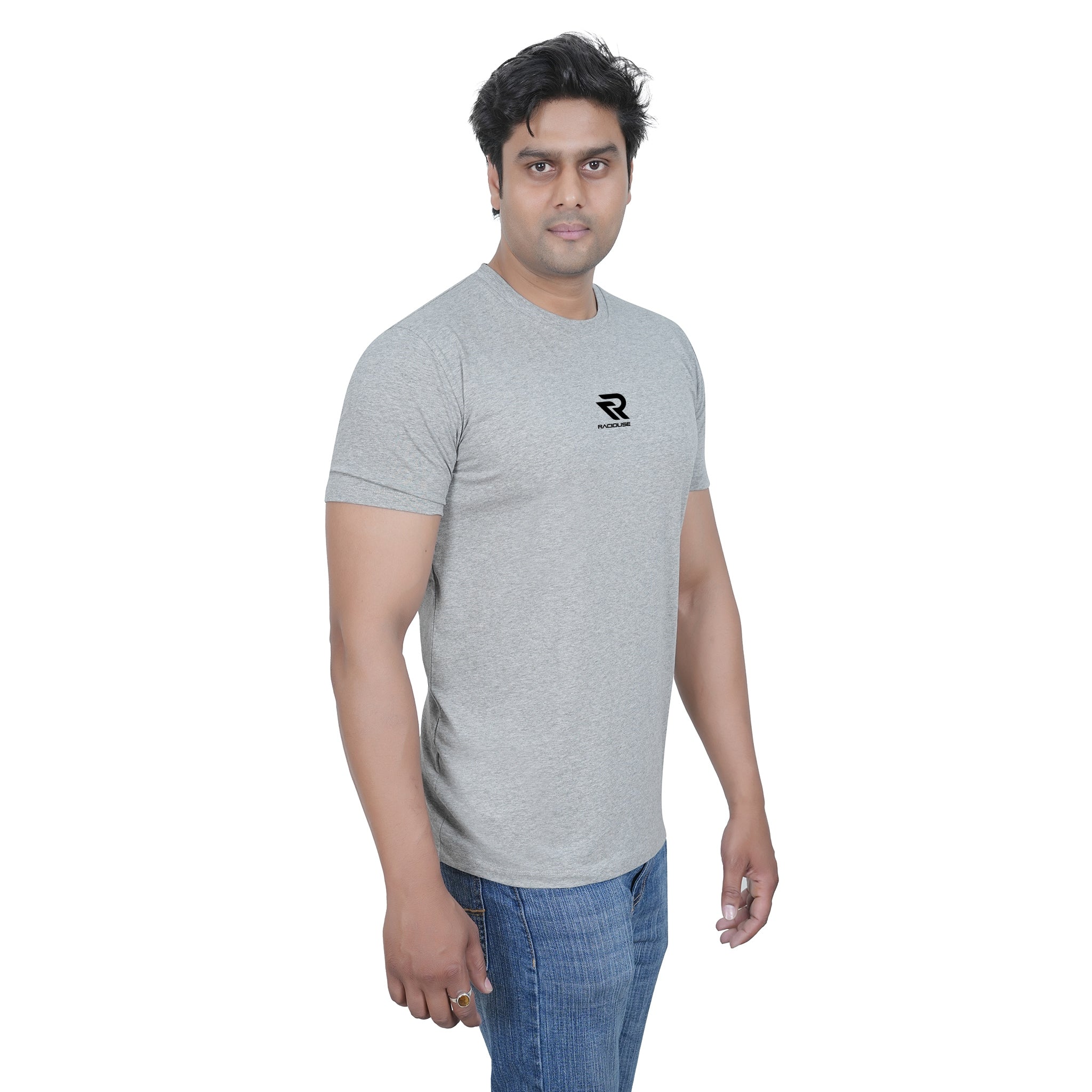 Classic Fit Grey Round Neck Tee