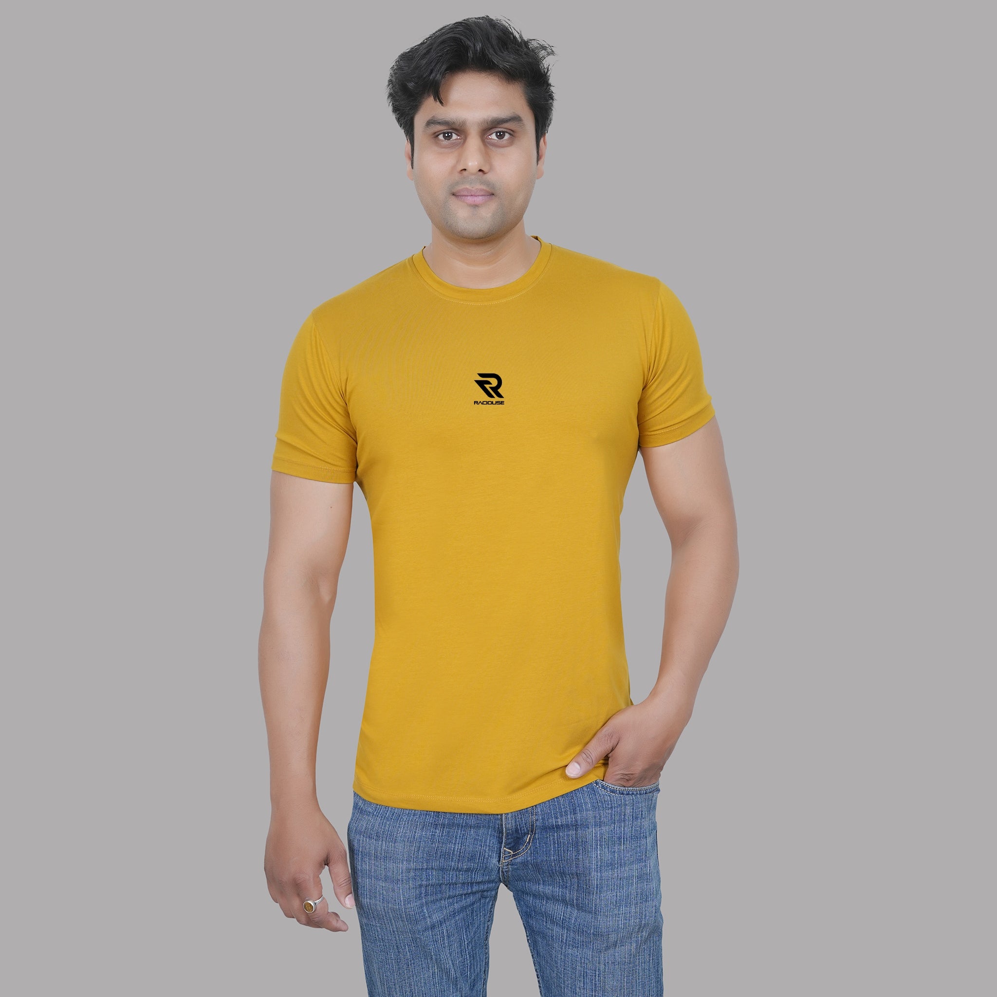 Classic Fit Mustard Round Neck Tee