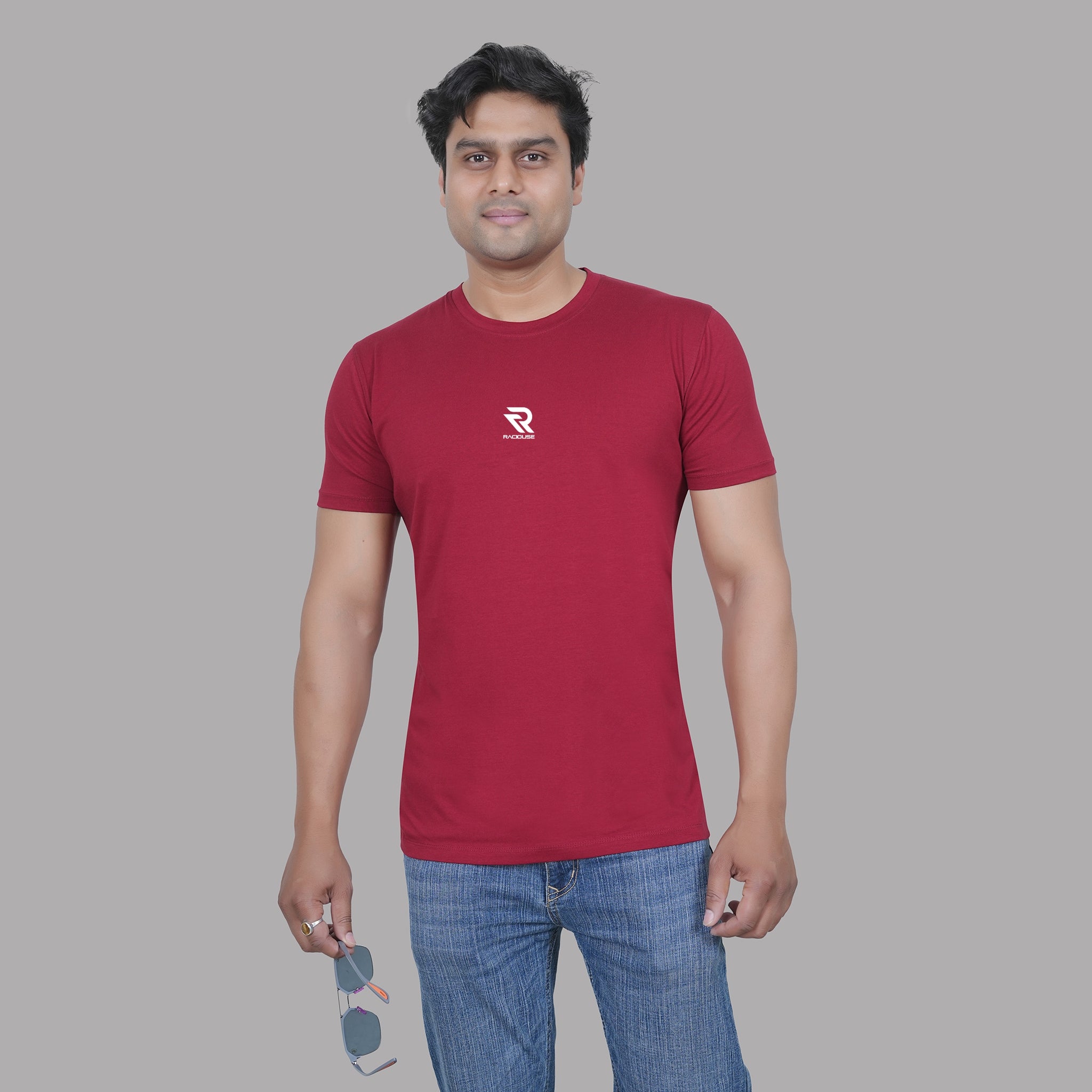 Classic Fit Maroon Round Neck Tee